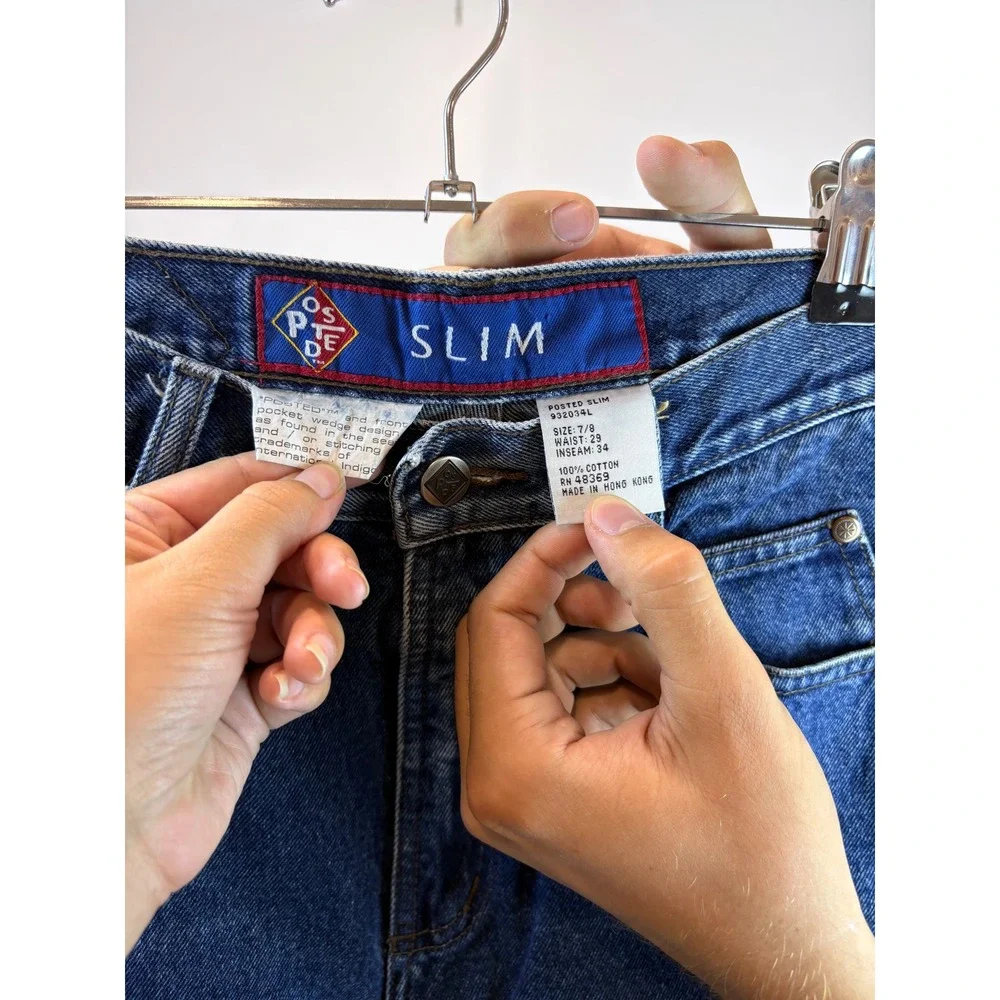 Posted Slim Jeans Womens 7/8 Blue High Waisted Straight Leg Denim Vintage